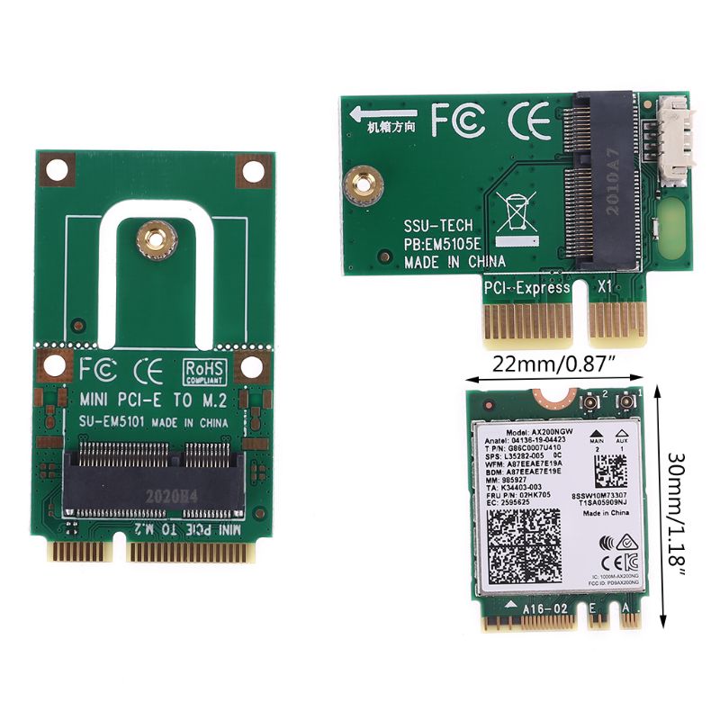 AX200 Draadloze Kaart Met Kits Nvme Mini Pcie Pcie Adapter 2974Mbps Bluetooth 5.0