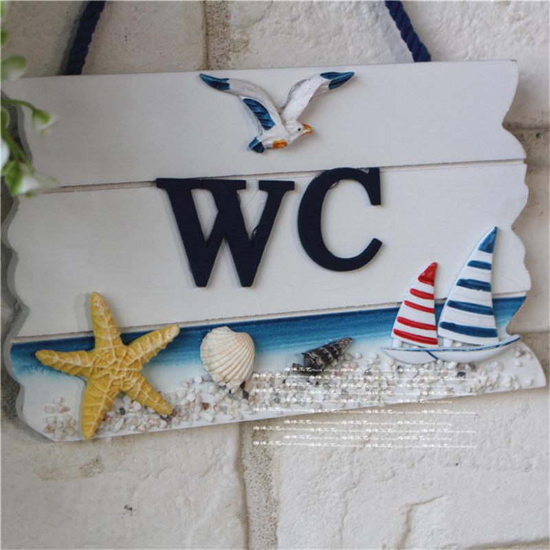 Mediterrane oceaan stijl hangende bord, creatieve houten toiletdeur decoratie, bar, coffeeshop, huis