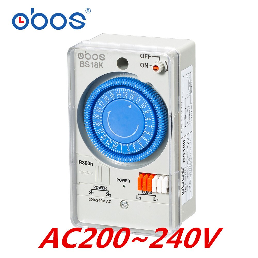 timer 50 / 60Hz 220V time switch mechanical 24 hour timer switch, 48 times per day on/off time setting range 30 minutes: AC200-240V