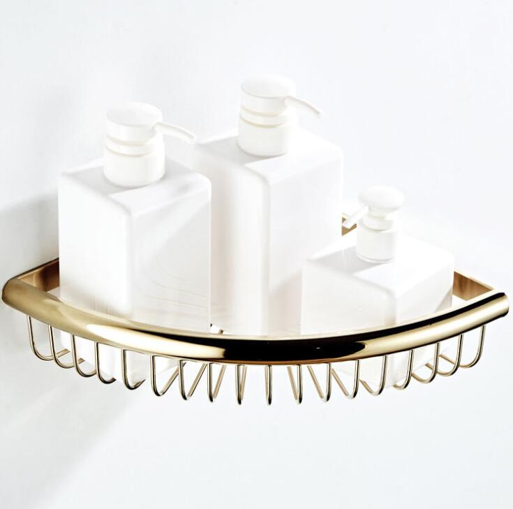 Vidric luksus krystal messing guld badeværelse hylder shampoo holder hjørne badekar kurv badeværelse tilbehør bad hardware  el30023
