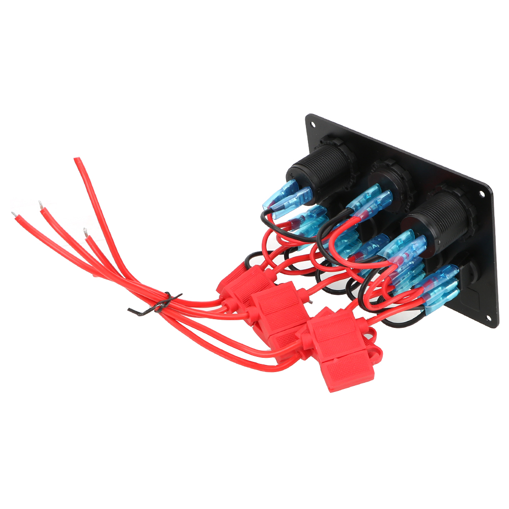 Car Marine Boat LED Rocker Switch Panel Digital Voltmeter Dual USB Port 12V Outlet Combination Waterproof