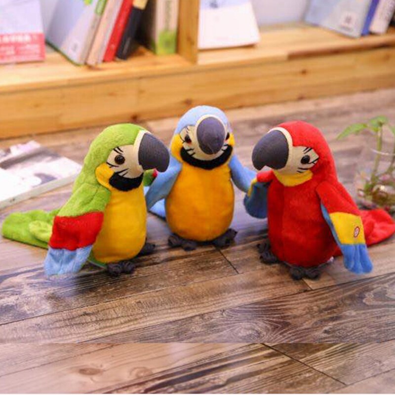 Juguete de loro eléctrico que habla para niños, juguete suave eléctrico que graba y agita las alas, de cumpleaños
