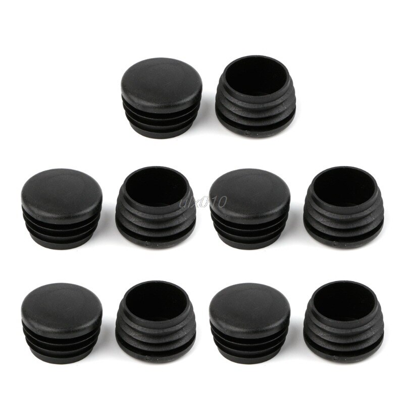 10Pcs Black Plastic Furniture Leg Plug Blanking End Cap Bung For Round Pipe Tube S02: 8