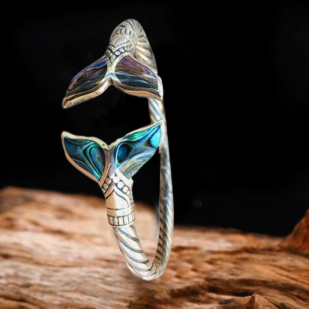 Abalone Shell e Mermaid Tail Bangle Bracelet catena a mano aperta regolabile per donna ragazze Trendy Creative Beach Jewelry Gift