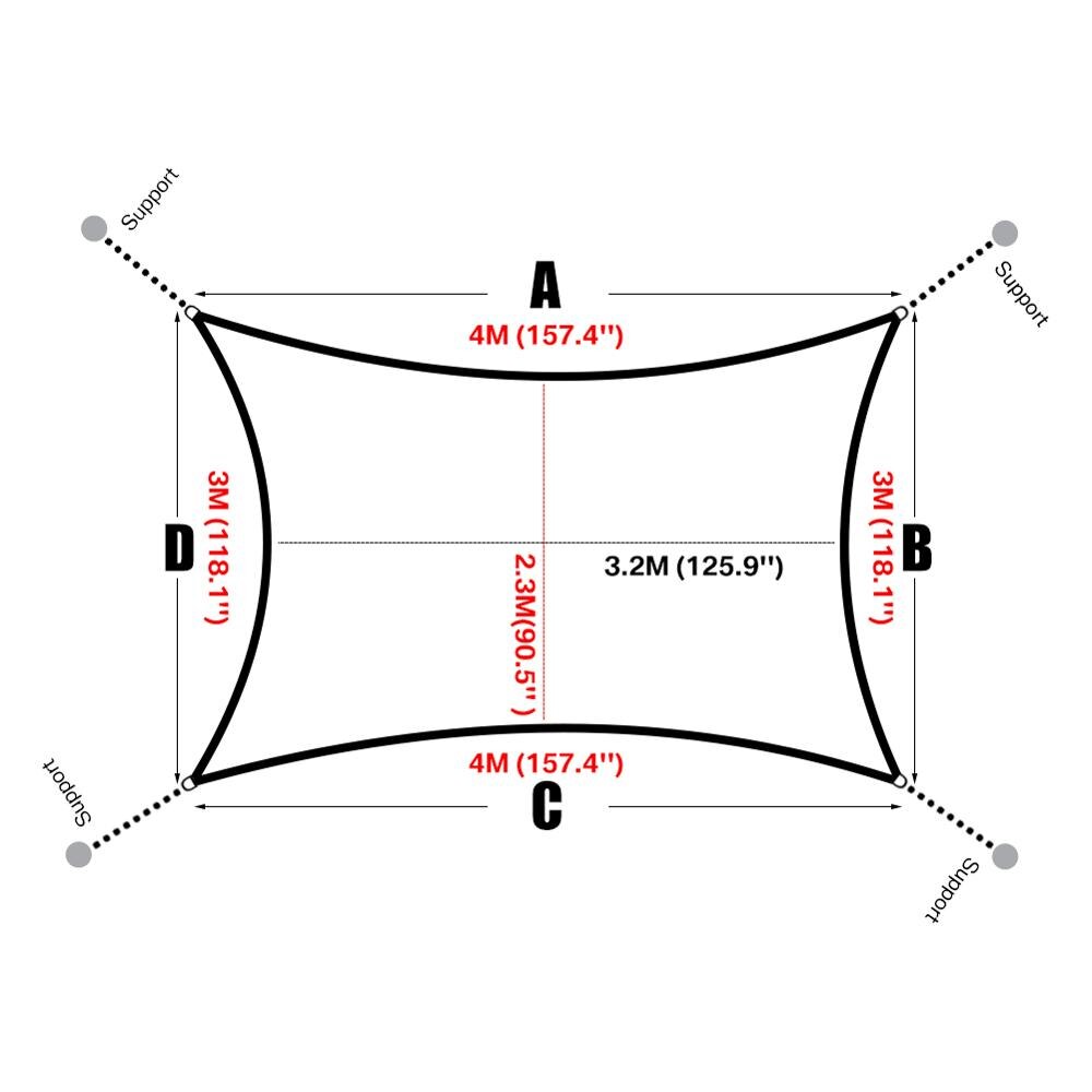 Toldo cuadrado de poliéster para sombra de sol 3x2M, impermeable, vela para sombra, dosel rectangular para jardín, terraza, natación, Camping, senderismo, patio, toldo de vela