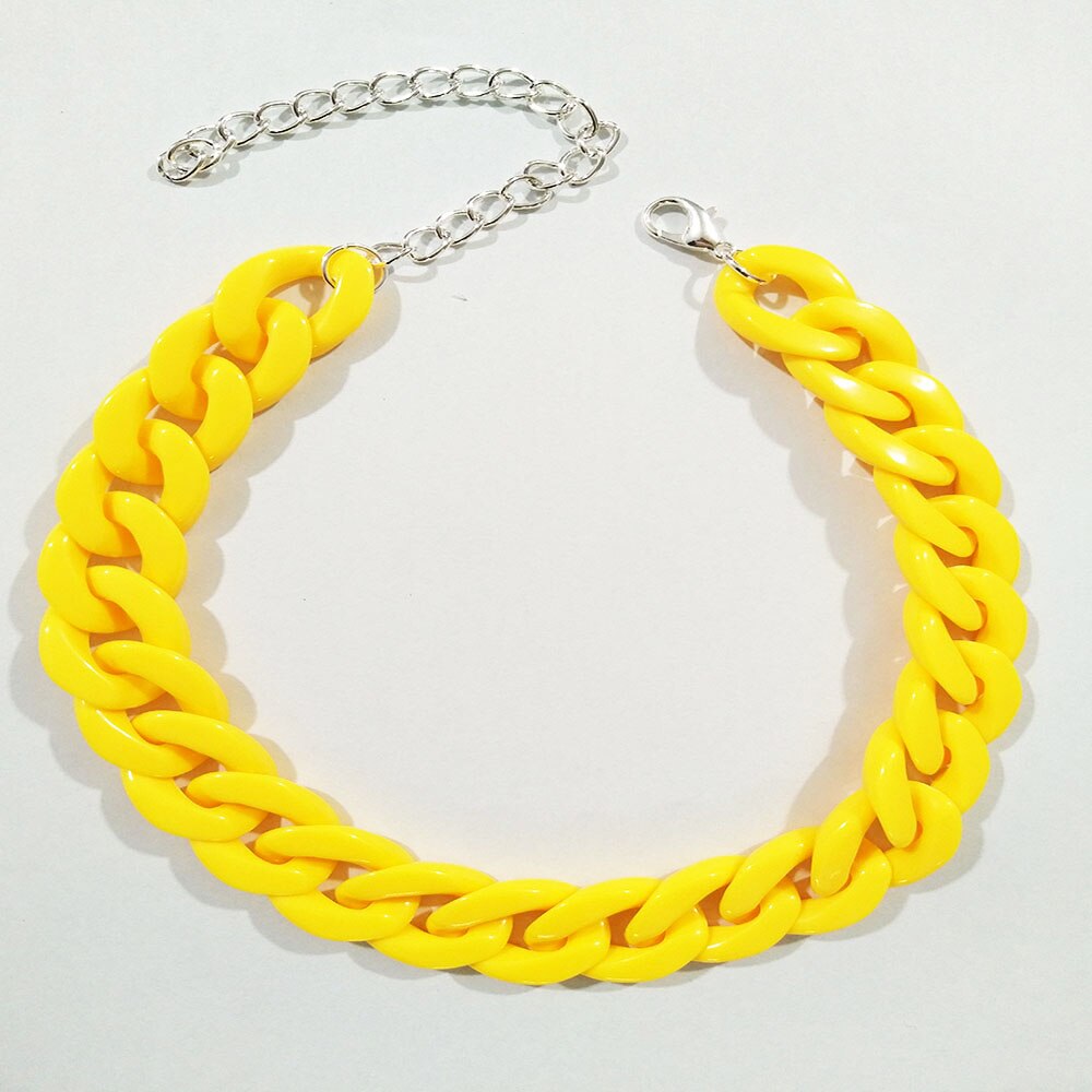 Collana spessa catena girocollo cordolo cubano 15mm acrilico bianco Mens Womans gioielli Super spessi: Medium yellow