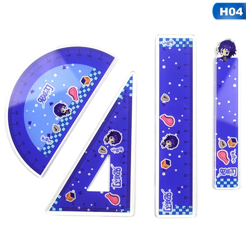 Regla de dibujo acrílico, 4 unidades por juego, regla triangular geométrica, transportador de enderezamiento, una variedad de reglas: H04