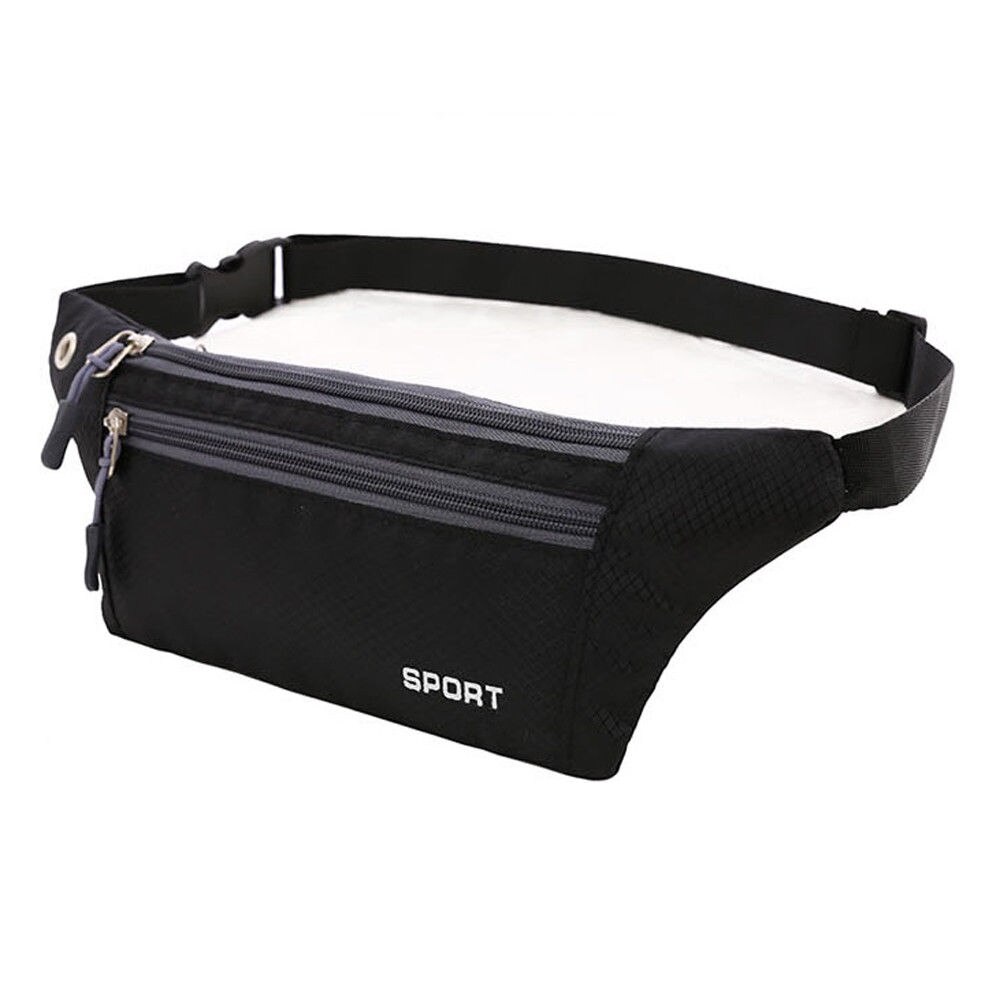 Brand Style Sports Running Bum Bag Fanny Pack Travel Waist Bags Phone Zip Belt Pouch Wallet: Black