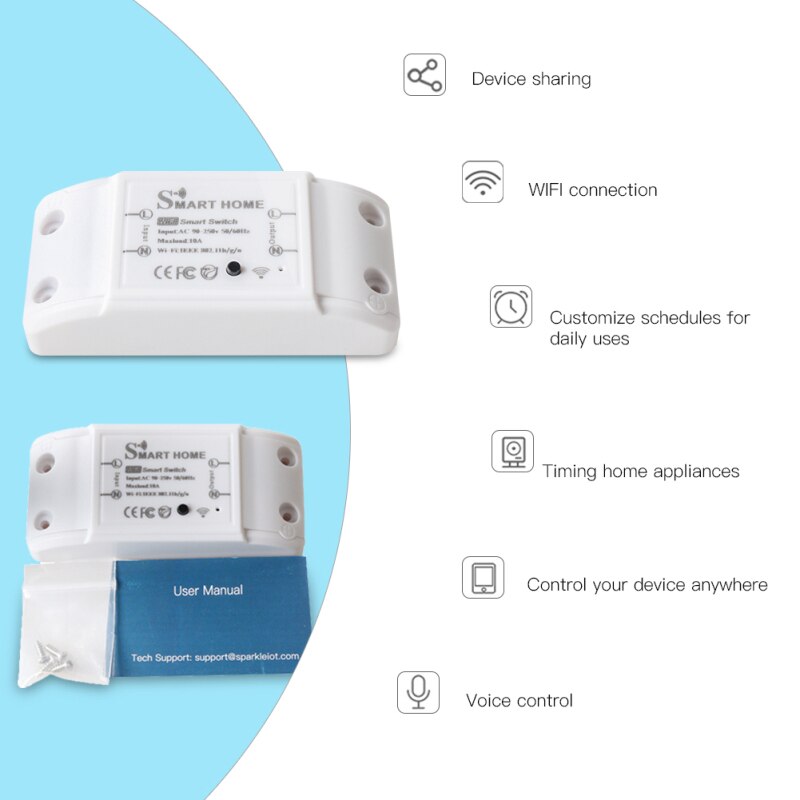 Interrupteur de lumière intelligent Wifi 90-250V, minuterie de disjoncteur universelle 10A, commande vocale, fonctionne avec HomeKit Alexa Google Assistant Home