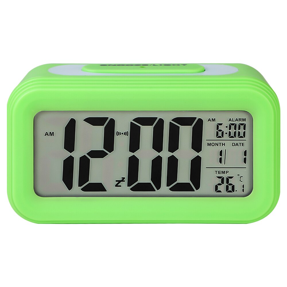 DIDIHOU Multi-Function Digital Alarm Clock LED Smart Luminous Temperature Calendar For Office Student: green