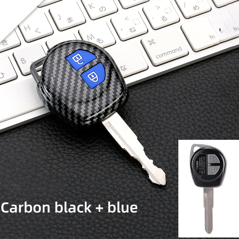 Funda de llave de ABS de carbono con 2 botones para Suzuki SX4 Swift Grand Vitara Liana, accesorios de coche: Gris