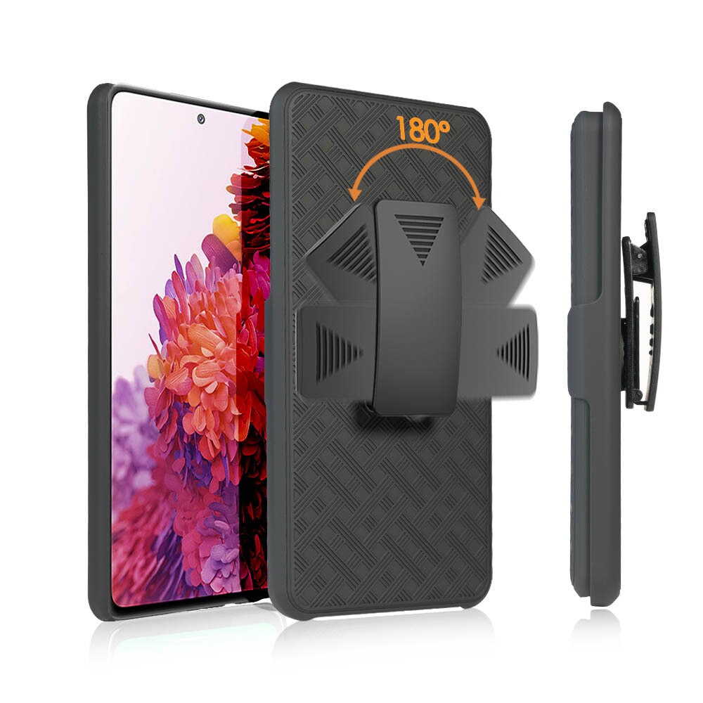 Riemclip holster kickstand hoesje voor samsung galaxy  s20 fe 5g s10 plus note 10 20 ultra heavy duty beschermhoes