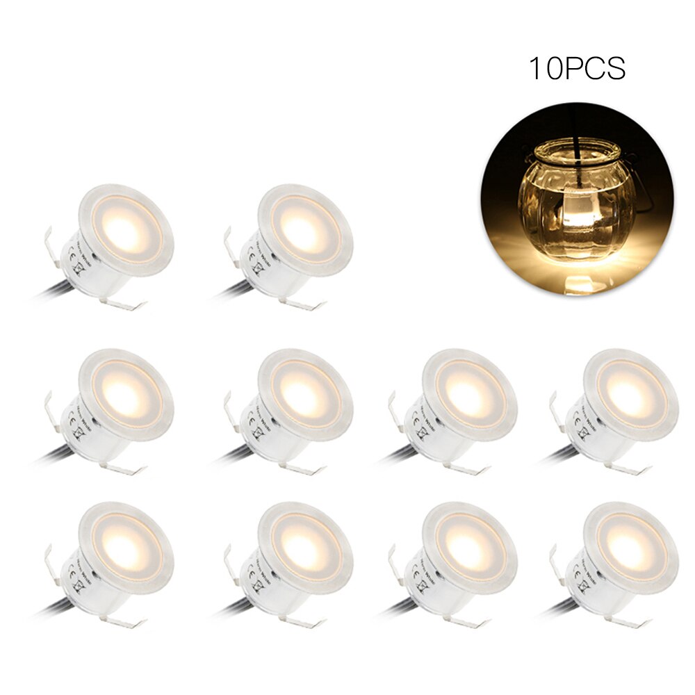 10PCS LED Deck Light Recessed Underground Light IP67 Waterproof Spotlight Outdoor Landscape Garden Decoration Warm White