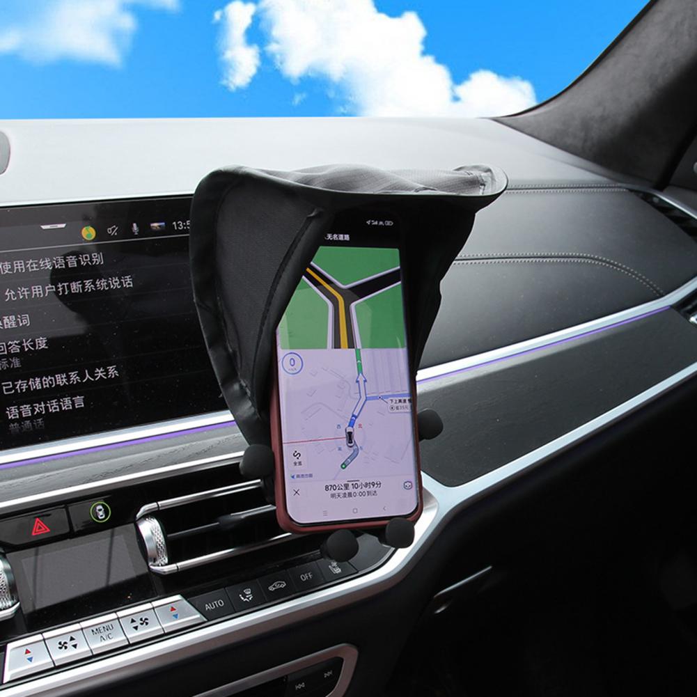 Mobiele telefoon zonnescherm regen zon verzilverde autotelefoonhouder paraplu UV hitteschild motorfiets telefoon schaduwstandaard
