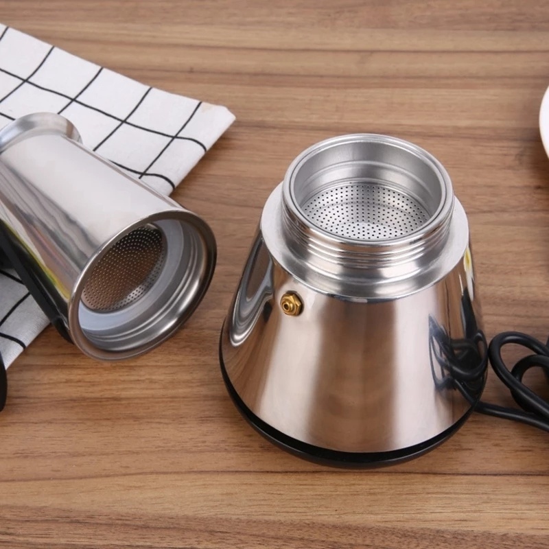 220 V Elektrische Italiaanse Moka Koffiepot EU Plug 300 ML Verdikte 304 Rvs Espresso Koffiezetapparaat Cubaanse Klassieke koffiepot