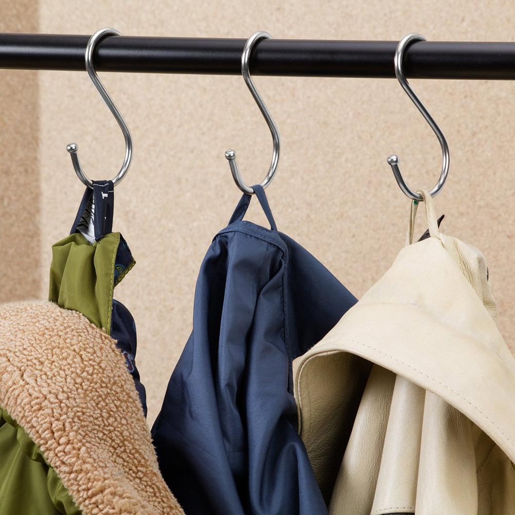 Gancho en forma de S para colgar en la barandilla de la cocina, ganchos de acero inoxidable para colgar ropa, bolso, 10 Uds.