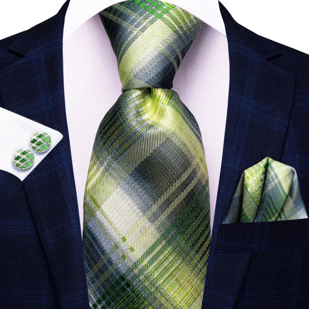 Hi-tie herrslips lyxig handgjord geometrisk slips sidenvävd slipsset för män affärsslips bröllopsslips fyrkantiga manschettknappar