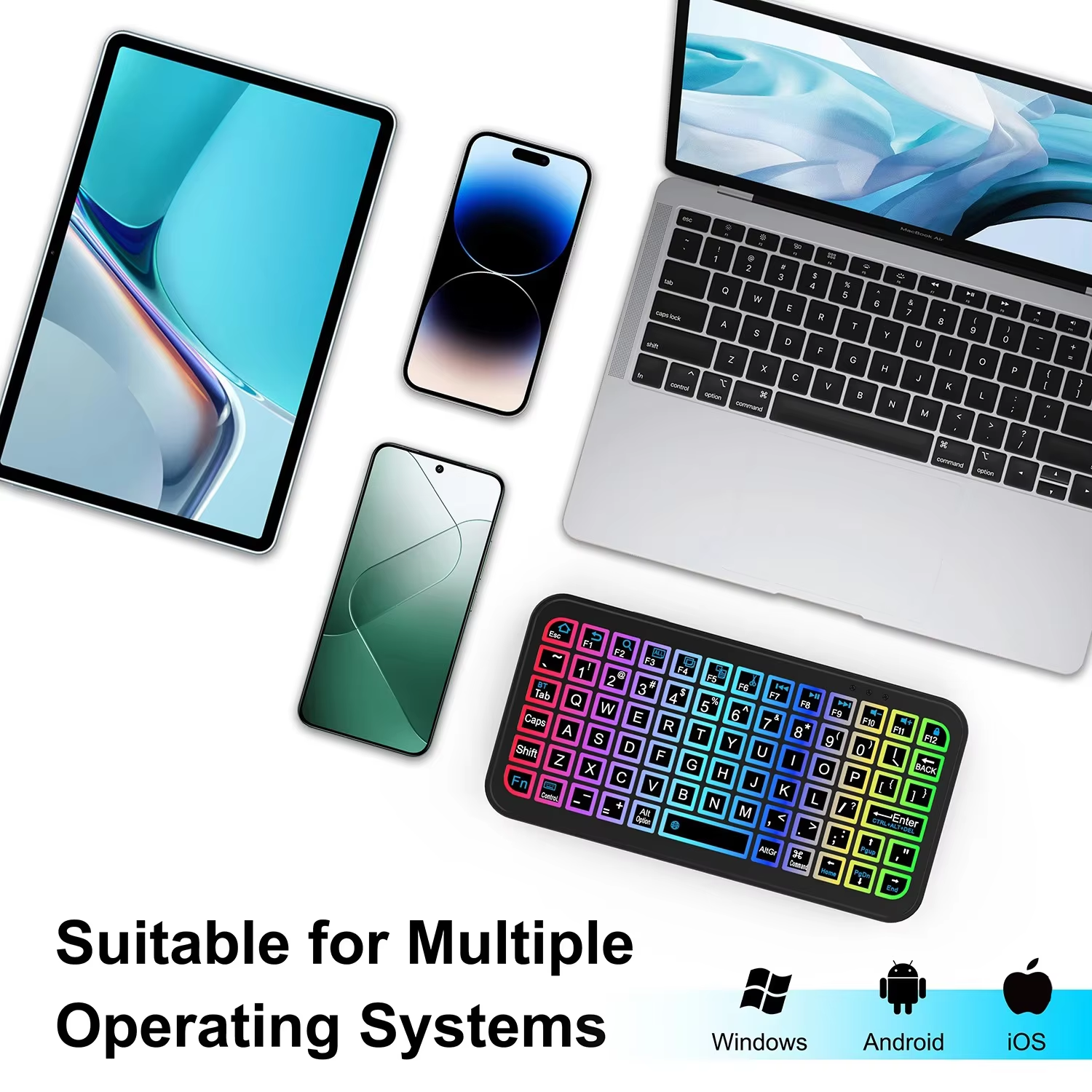 Wireless Mini Keyboard Backlight Bluetooth 5.2 Keyboard English Rechargeable Keyboard For IOS Android Windows TV Box PC