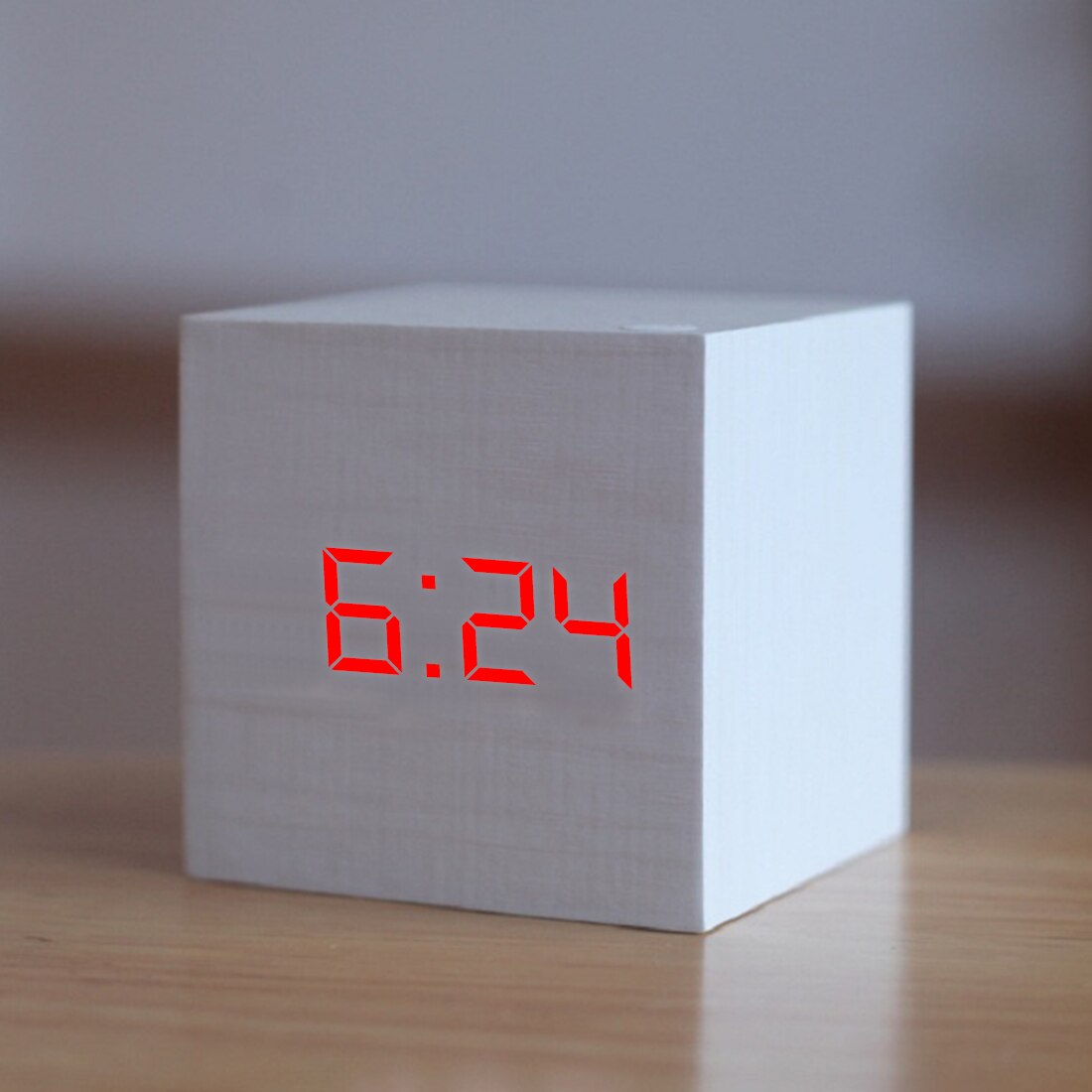 Wooden LED Alarm Clock Watch Table Voice Control D... – Grandado