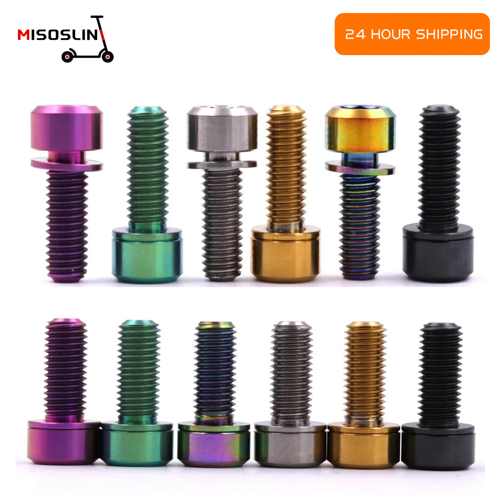 M6x18mm Mountain Road Bicycle Stem Bolt Disc Brake Screws With Concave Gasket Cycling Titanium Alloy Parts