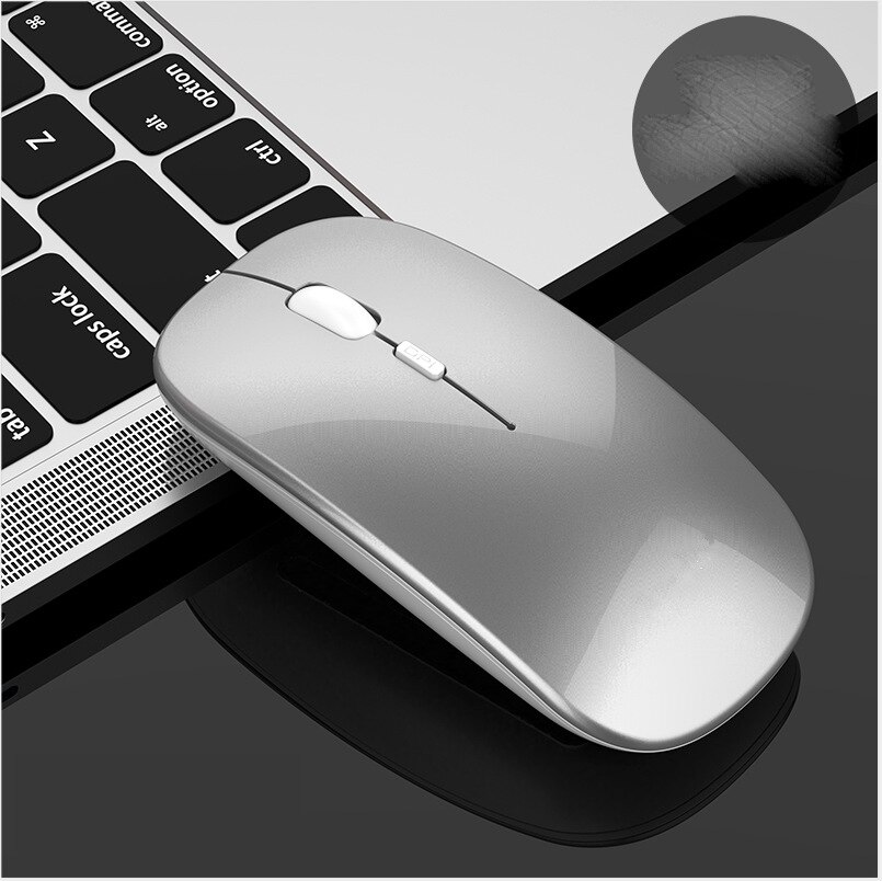 2.4G wireless rechargeable mouse 4 buttons ultra-thin silent mouse anti-interference mouse 10M connection distance: Silver