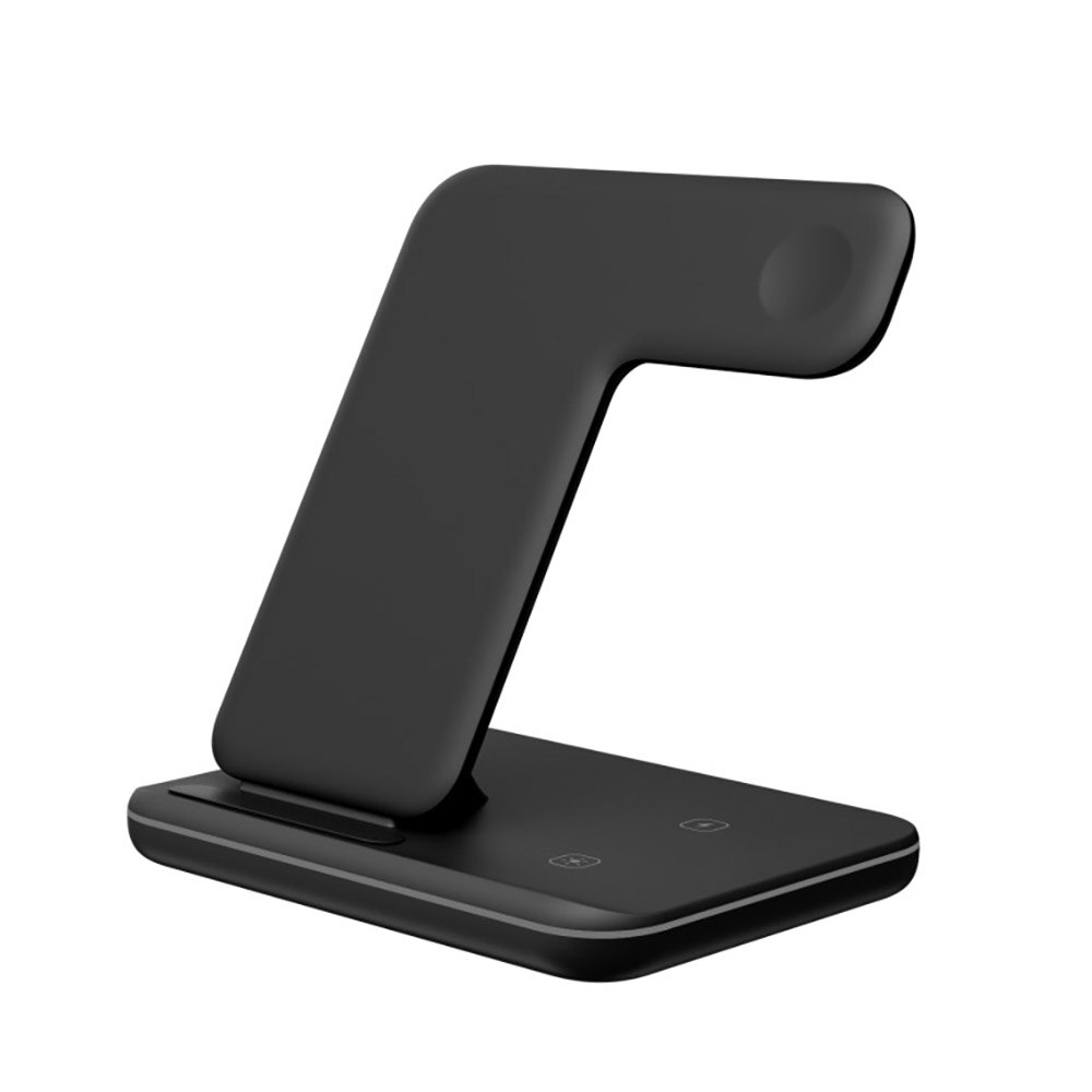 Carregador sem fio qi 3 em 1, carregador wireless para iphone 11, xs, xr, x, 8, samsung s20, doca de carregamento rápido estação para apple watch 5 4 3 airpods pro,: Black