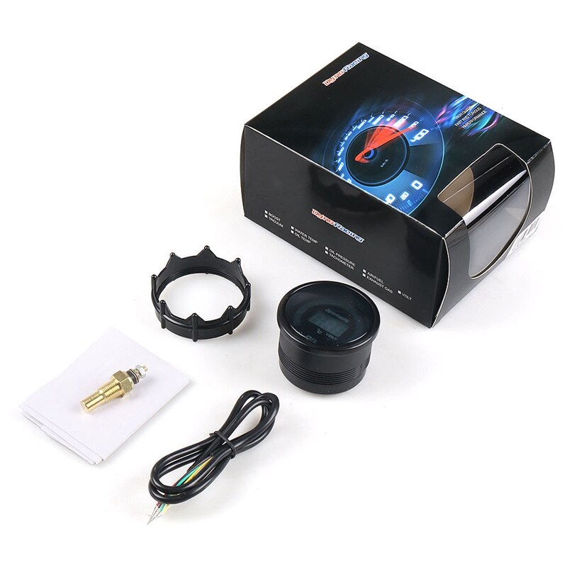 Dyno racing 2 tum 52mm bil led digital / analog oljetemp temperaturmätare röklins