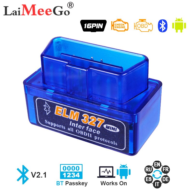 Car Styling Mini ELM327 OBD2 II Wireless Bluetooth Automobiles Diagnostic Interface Scanner Tool Blue Portable