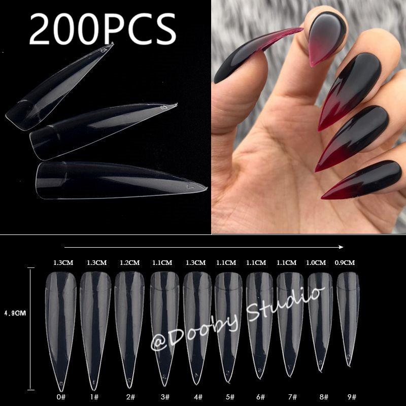 Faux Ongles transparents en acrylique, 200 pièces, Capsule cercueil, affichage artificiel, Nail Art, pointe artificielle: Clear-200pcs-P1-3