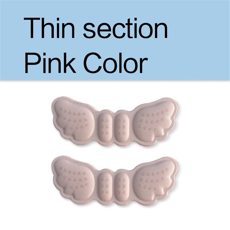 1 paire de semelles intérieures de talon papillon, autocollants pour chaussures à talons, longueur de chaussure, coussinet de talon, soins des pieds, anti-abrasion, coussinets de talon à maintenir au courant: Rose mince