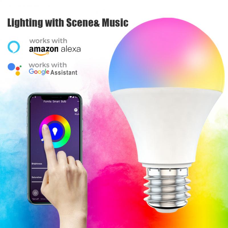 15W WiFi Smart Light Bulb E27 B22 Dimmable RGB+CCT Smart Light Bulb Voice Control Timer Function Work With Alexa Google Home