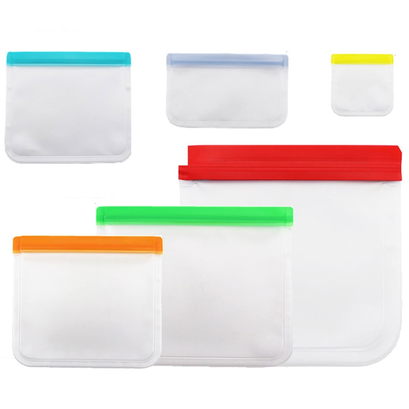 Bolsa de silicona para almacenamiento de alimentos, bolsa PEVA autosellable a prueba de fugas, reutilizable, para congelador, cocina, pan, Bacon, almuerzo para niños, 1 unidad