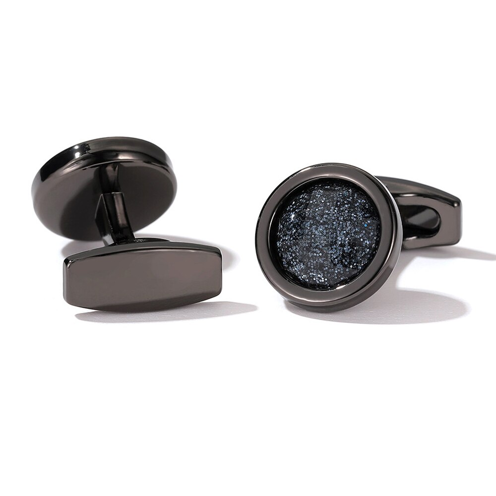 TOMYE – boutons de manchette en métal pour hommes, de , ciel étoilé, rond, pour robe de soirée, pour de mariage: XK22S033Gris