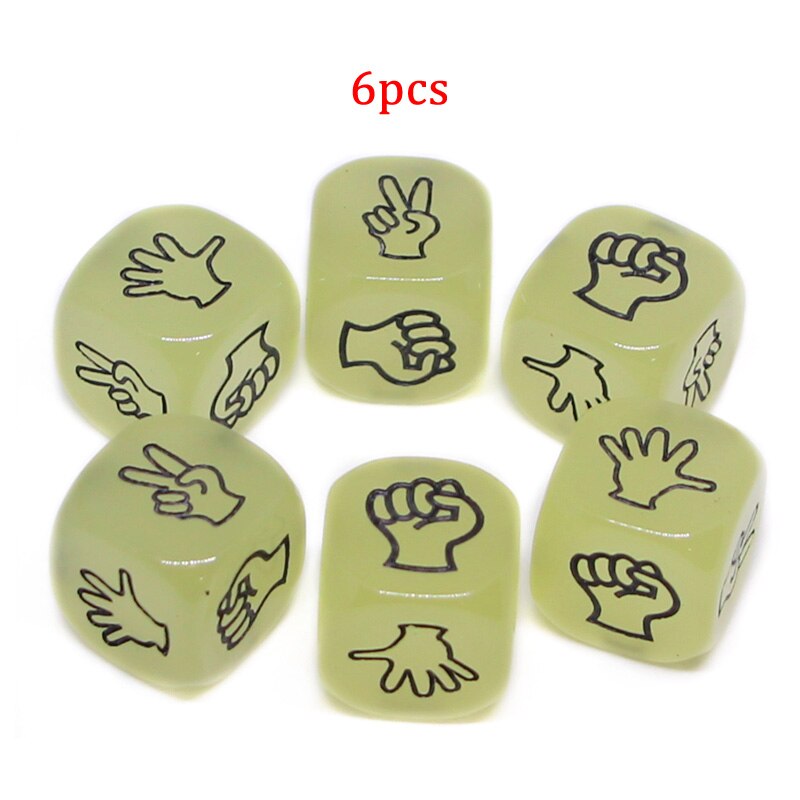 2/4/6Pcs Funny Dice Board Games Toy Finger-guessing Game Dice Rock Paper Scissors Stone Game Family Party Supplies ZXH: Luminous 6pcs