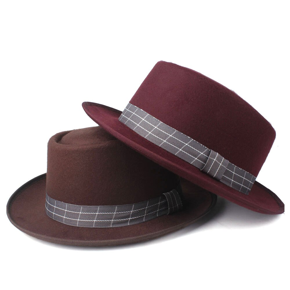 Men Women Pork Pie Hat Dad Wool Fedora Hat Trilby Hat Dance Party Hat