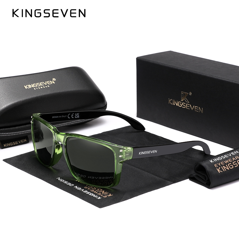KINGSEVEN Retro TR90 Polarized Square Sunglasses Women Men Carbon Fiber Pattern Outdoor Sports Eyewear