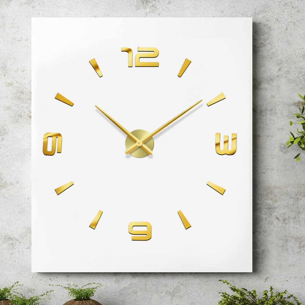 Self-Adhesive Golden DIY Wall Clock Frameless Large Digital Modern Clock Watch Apartment Decorations Room Decor Wall Cloc