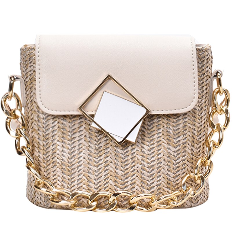 Små halm bøtteposer til kvinner sommer crossbody vesker dame reise vesker og vesker kvinnelig skulderveske