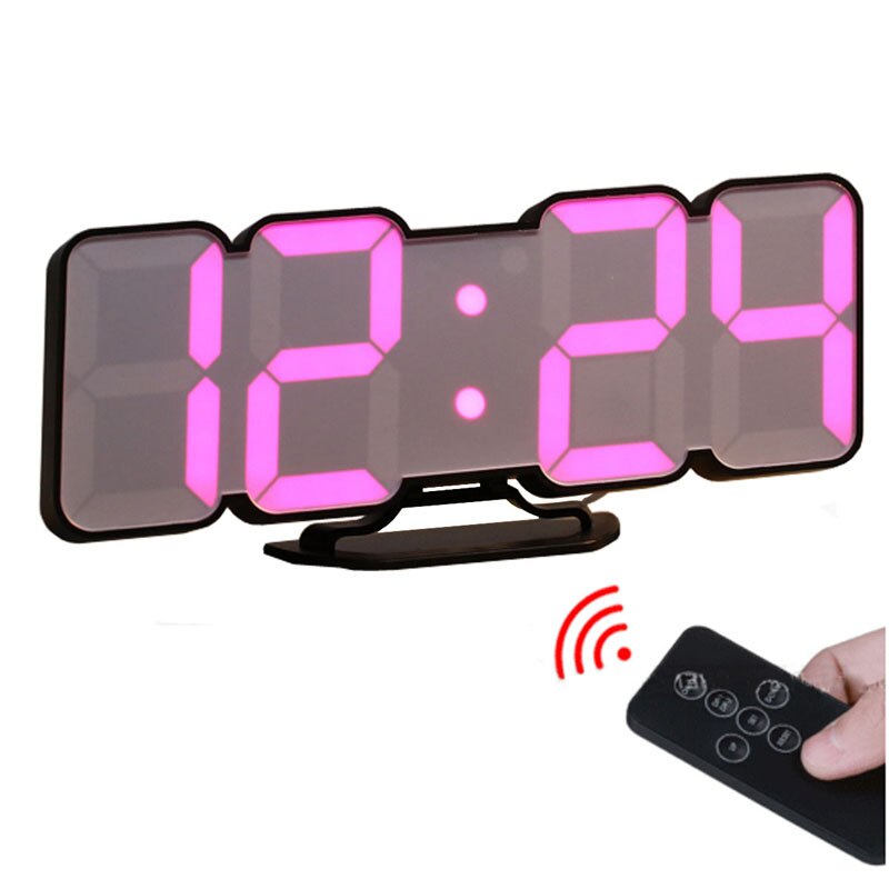 3D Wireless Remote Digital Wall Alarm Clock,115 Color Variations Of Led Digital, Voice Control Mode,Controller: Default Title