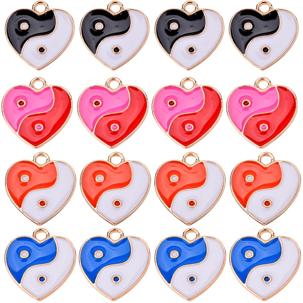 Mode Liefde Enamel Yin Yang Bagua Hanger 20 Stuks 15*18Mm Diy Ketting Armband Sleutelhanger Charm Voor handgemaakte Sieraden Ambachten