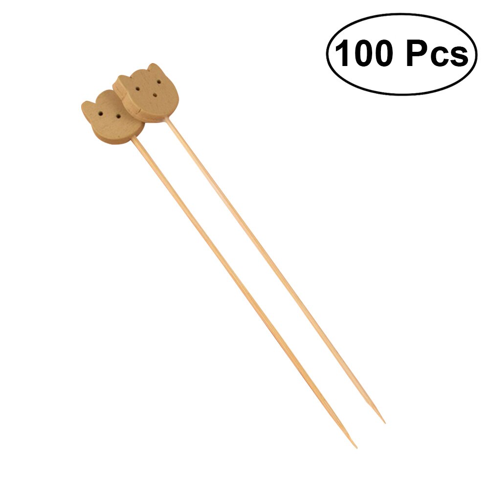 100Pcs Cocktail Picks Decoratieve Bamboe 4.7 Inch Beer Top Leuke Cupcake Drankjes Fruit Sticks Picks Tandenstokers Voor Verjaardagsfeestje