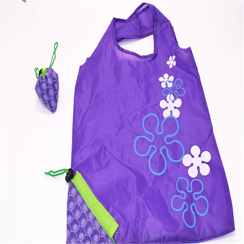 Eco Opslag Handtas Rose Bloemen Vorm Opvouwbare Boodschappentassen Herbruikbare Vouwen Kruidenier Nylon Grote Zak Leuke Tote Pouch 1 stuks: grape
