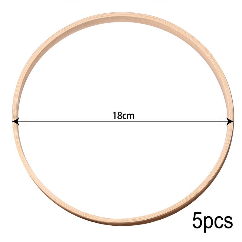 Anneau Macramé en Bambou pour Broderie et Attrape-Guirlande, Idéal pour Panier de Noël Suspendu, Cercle de Croix, en Bois, Fait à la Main, Décoration d&#39;Intérieur, 1 à 5 pièces: 18cm / 1pcs