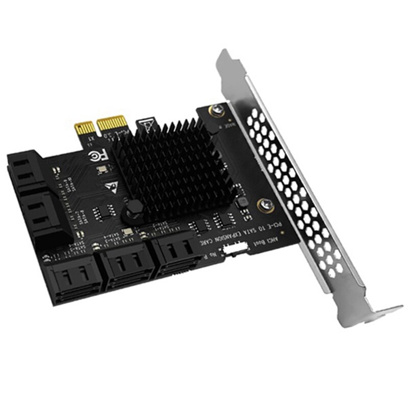 10 Port SATA 3.0 to PCIe X1 Expansion Card PCI Express SATA Adapter SATA3 6G Converter with SATA Cable for PC, Server