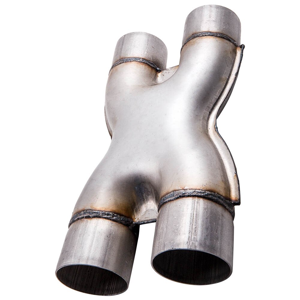 Universal X-Pipe Exhaust Tip 2.5" Dual Inlet 2.5"inch Outlet Crossover Tail Pipe