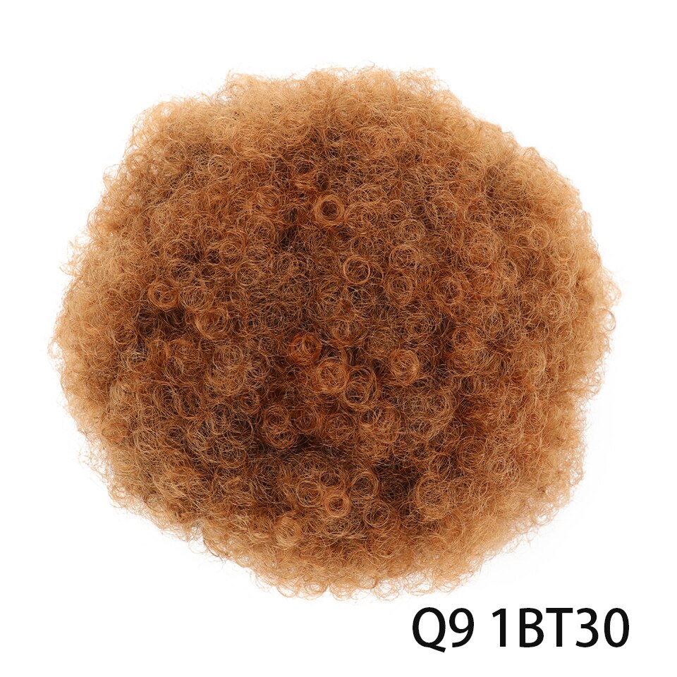 Chorliss – Chignon synthétique, postiche queue de cheval frisée courte marron bouffante à cordon de serrage, Chignon bouclé court: Q9 8inch 1BT30