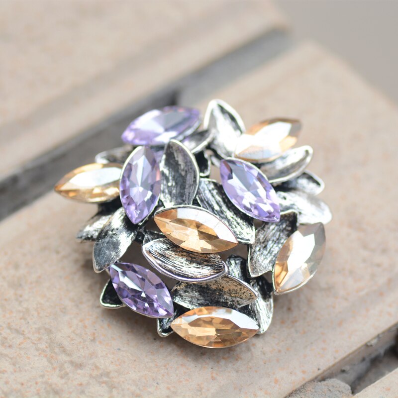 Morkopela Luxe Kristal Bloem Broche Vrouwen Mode Banket Pins En Broches Metalen Grote Broche Pin Sieraden Voor Vrouwen