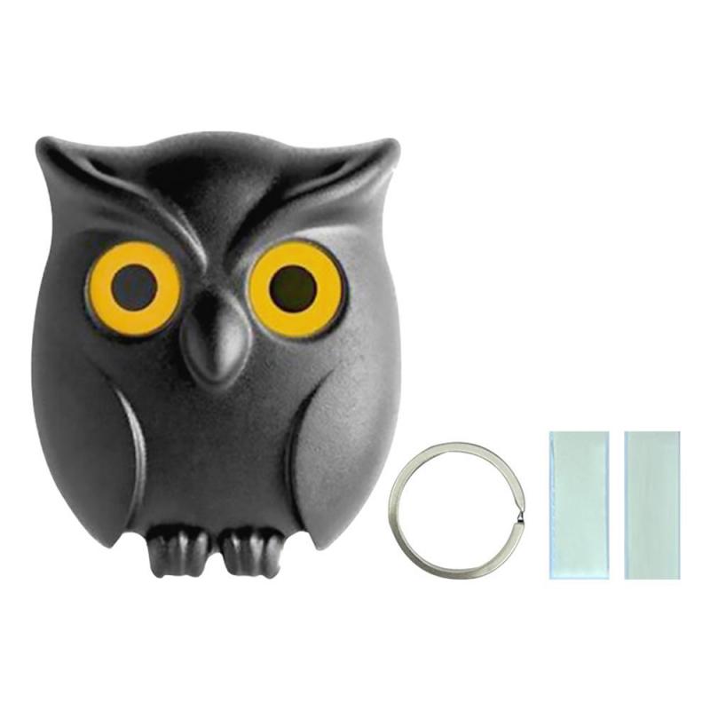 Porte-clés mural magnétique hibou de nuit | porte-clé mural, noir blanc marron, aimants garde porte-clés crochet suspendu, clé va ouvrir les yeux