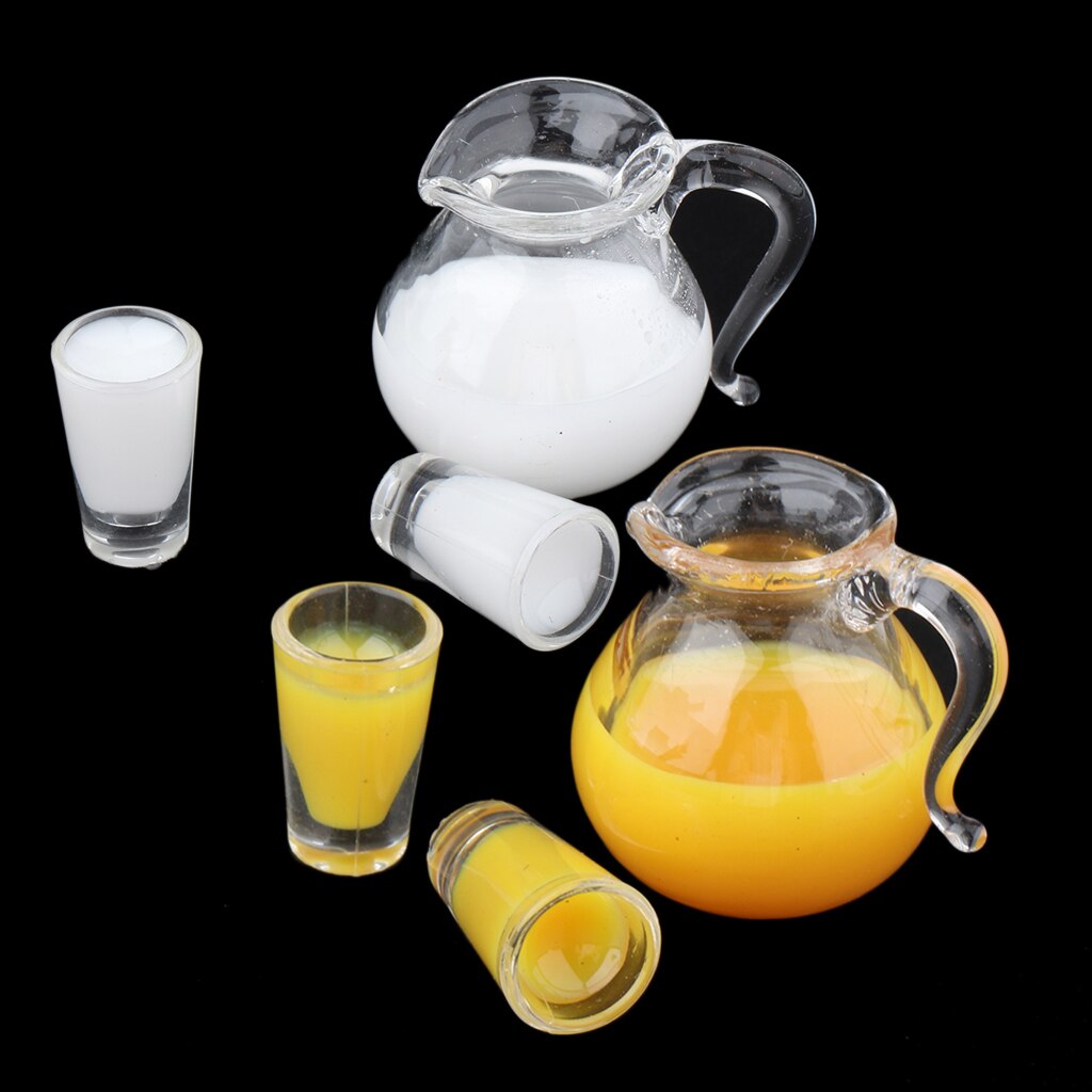 Lots 6 Dolls House Drink Juice Milk Pot Cups Tableware Supplies Life Scenes