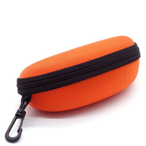 Gafas de sol con cremallera resistente a la presión, Estuche portátil duro, caja de anteojos, funda, bolsa, accesorios de viaje, bolsas de almacenamiento: Naranja